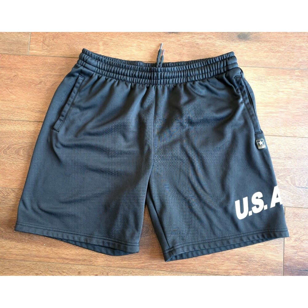 Official US Army Shorts Large Black PT Physical Fitness Uniform Soft Pockets